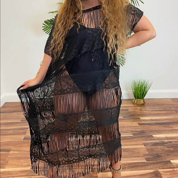 ‼️ Black Net Crochet Swim Wear Beach Pool Cover Up - Picture 5 of 7